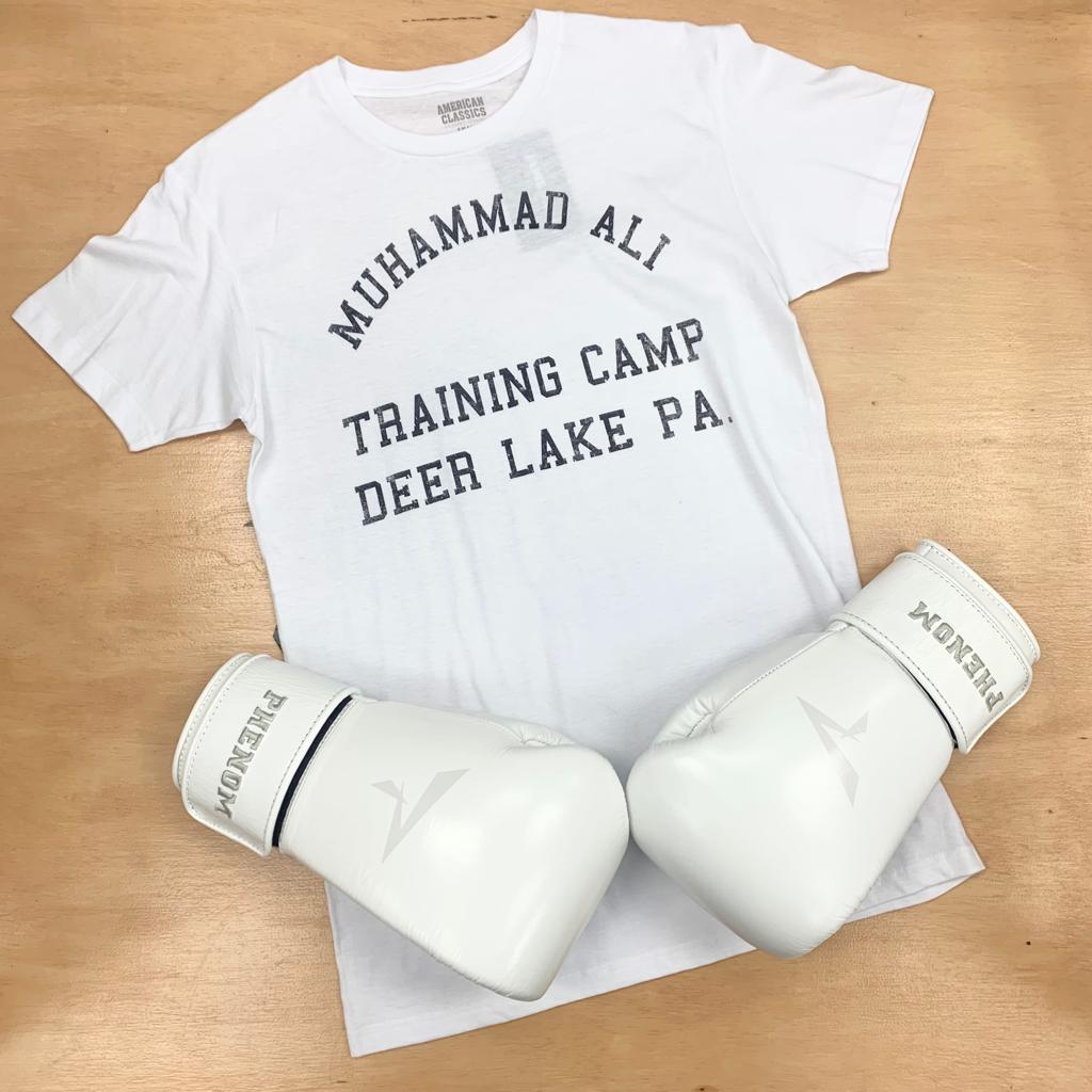 MUHAMMAD ALI SHIRTS TRAINING CAMP DEER LAKE WHITE