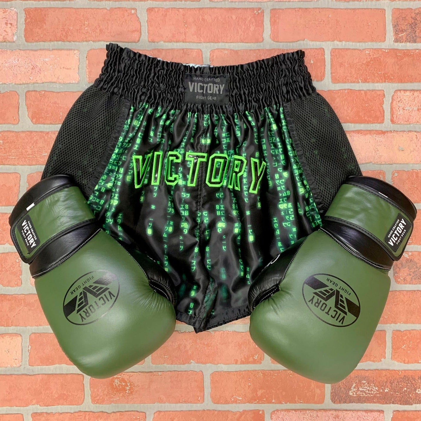 Satin boxing shorts slick slugger Muay Thai ufc high quality black green monster Halloween