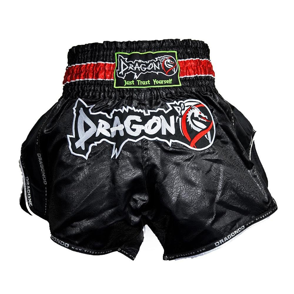 DRAGON MUAY THAI SHORTS RETRO BLACK/RED - MSM FIGHT SHOPDRAGON DO