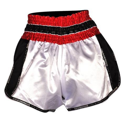 DRAGON MUAY THAI SHORTS RETRO WHITE/BLACK - MSM FIGHT SHOPDRAGON DO