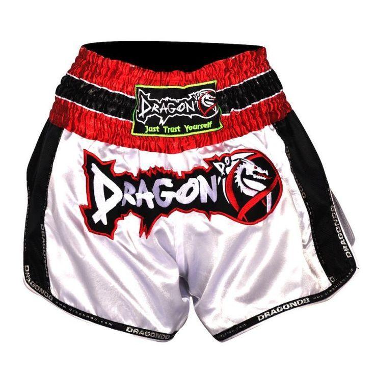 DRAGON MUAY THAI SHORTS RETRO WHITE/BLACK - MSM FIGHT SHOPDRAGON DO