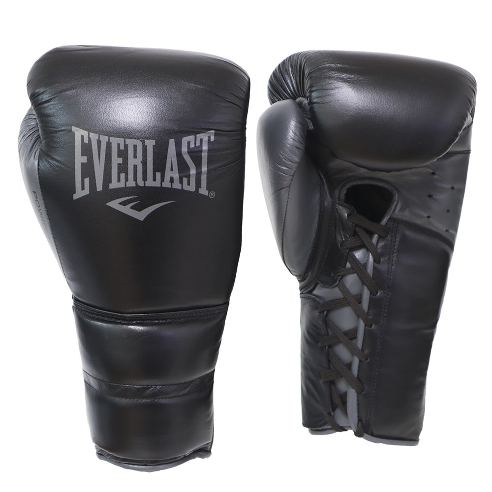 EVERLAST GLOVES LACE POWERLOCK 2 LEATHER BLACK GREY