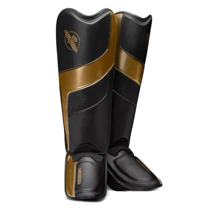 HAYABUSA SHINGUARDS FULL BACK T3 MMA IN STEP BLACK/GOLD