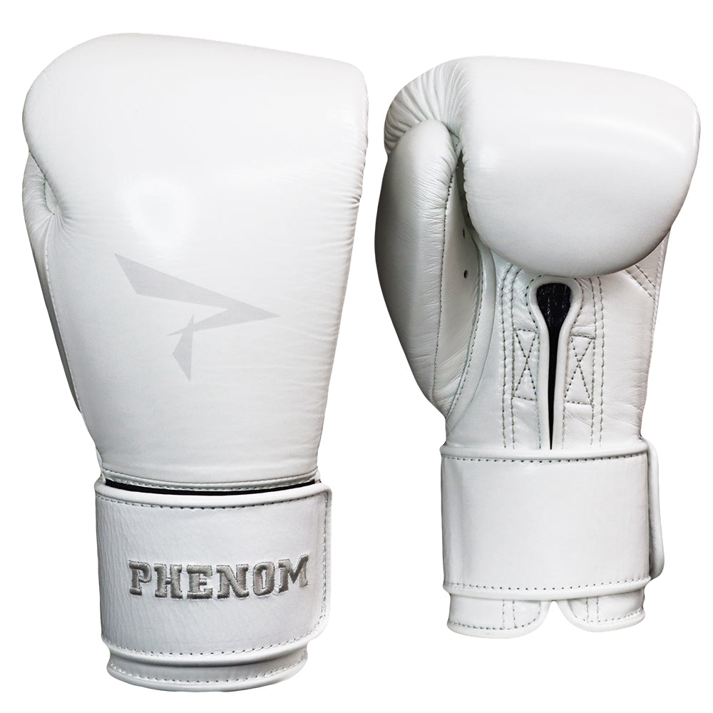 PHENOM BOXING GLOVES ELITE SG210S HOOK AND LOOP LEATHER WHITE