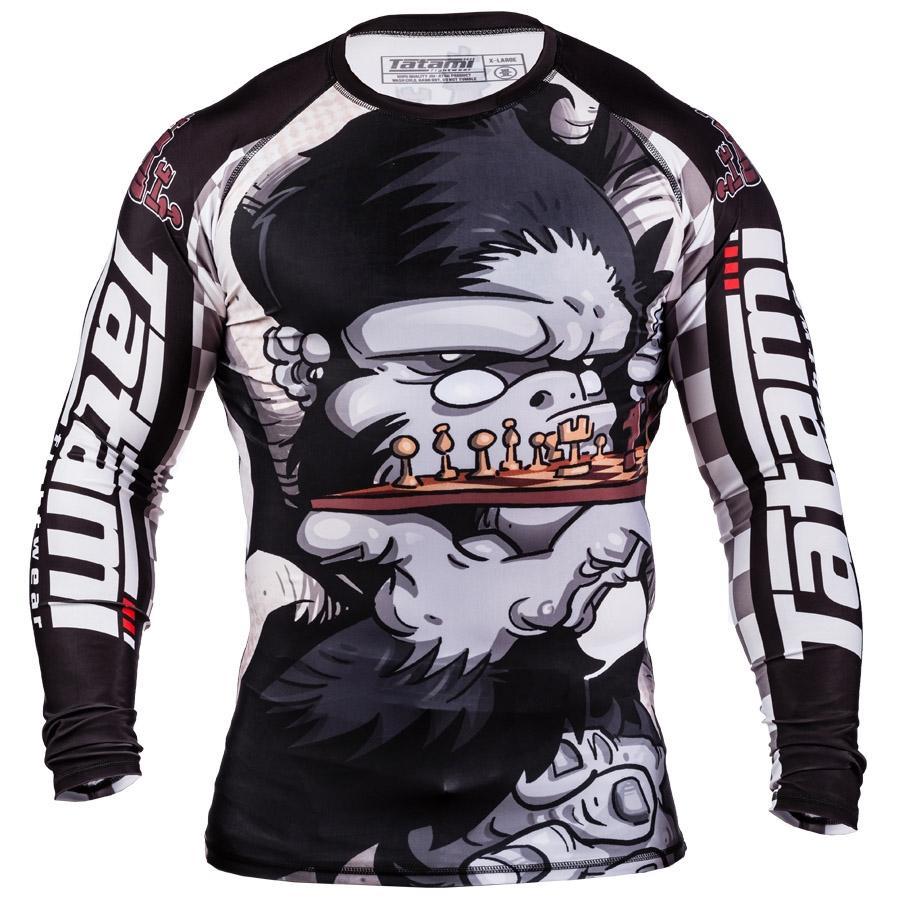 TATAMI RASHGUARD JIU JITSU CHESS GORILLA L/S BLACK/WHITE - MSM FIGHT SHOPTATAMI